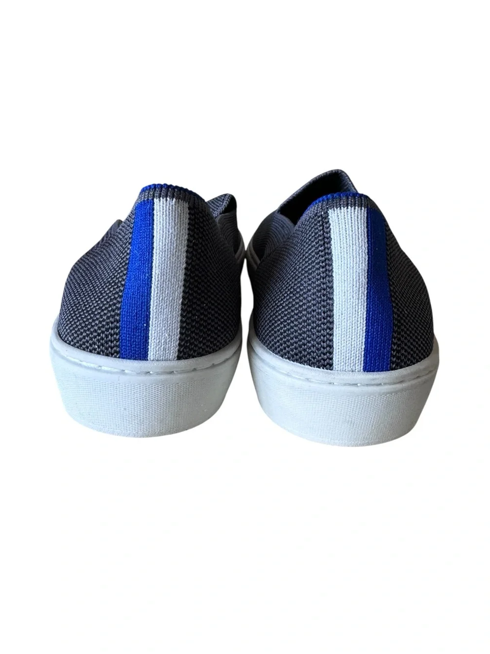 Rothy’s The Loafer Gray Knit Slip On Flats Blue Trim Women’s Size 7